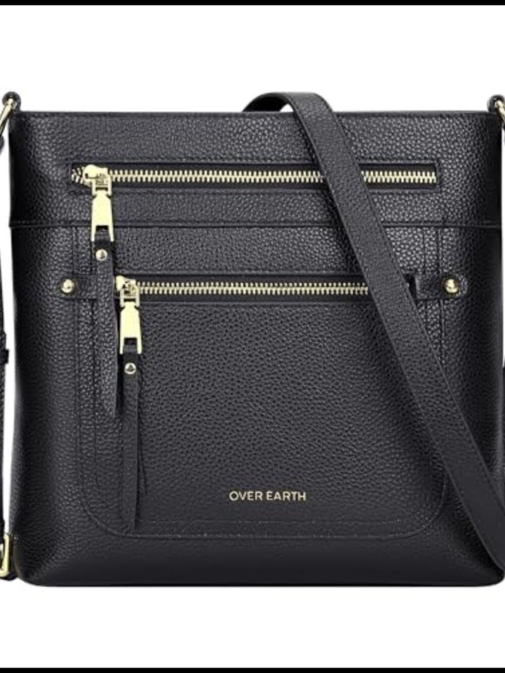 Genuine Leather Crossbody Bag Multi Pocket Purse Adjustable Strap